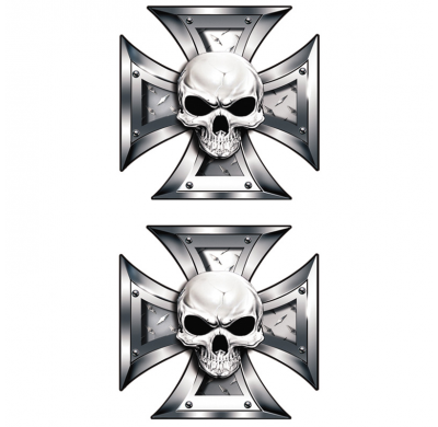 Set De Pegatinas Skull+blackeyes in Ironcross - 2x 8x8cm